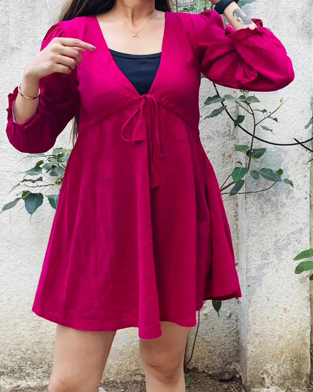Pink Mini Dress with Draw String