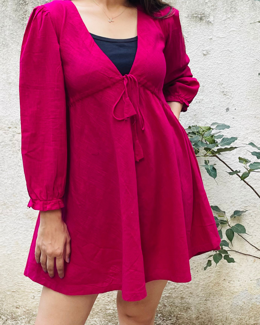 Pink Mini Dress with Draw String
